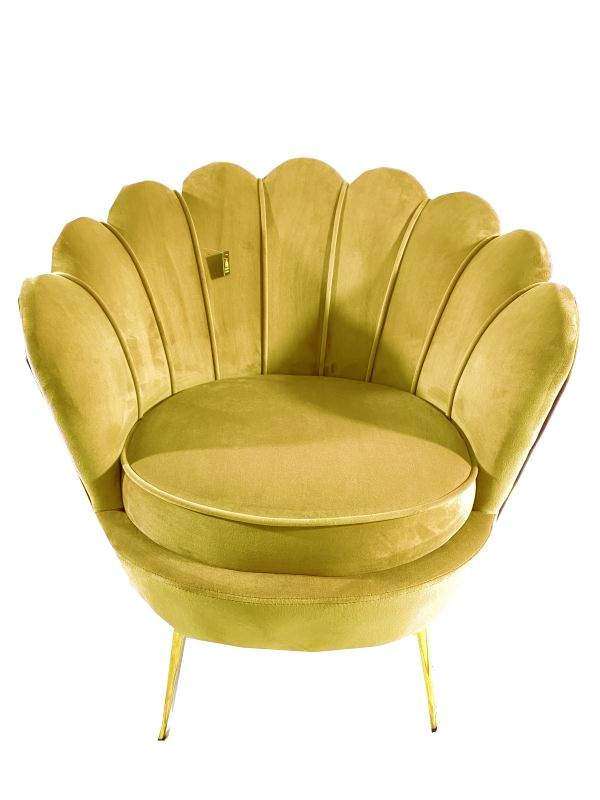 SMTE Tulip Sofa Chair Gold Legs - Mustard with keychain
