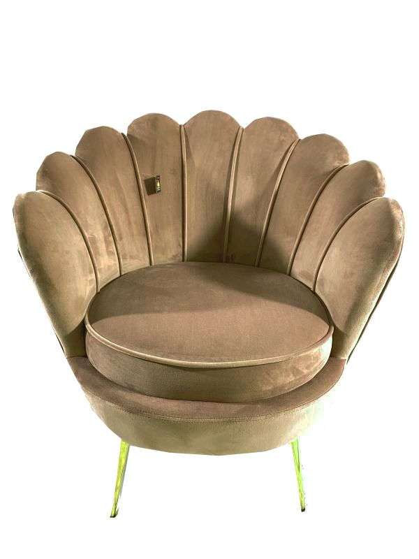 SMTE Tulip Sofa Chair Gold Legs - Mocha with keychain