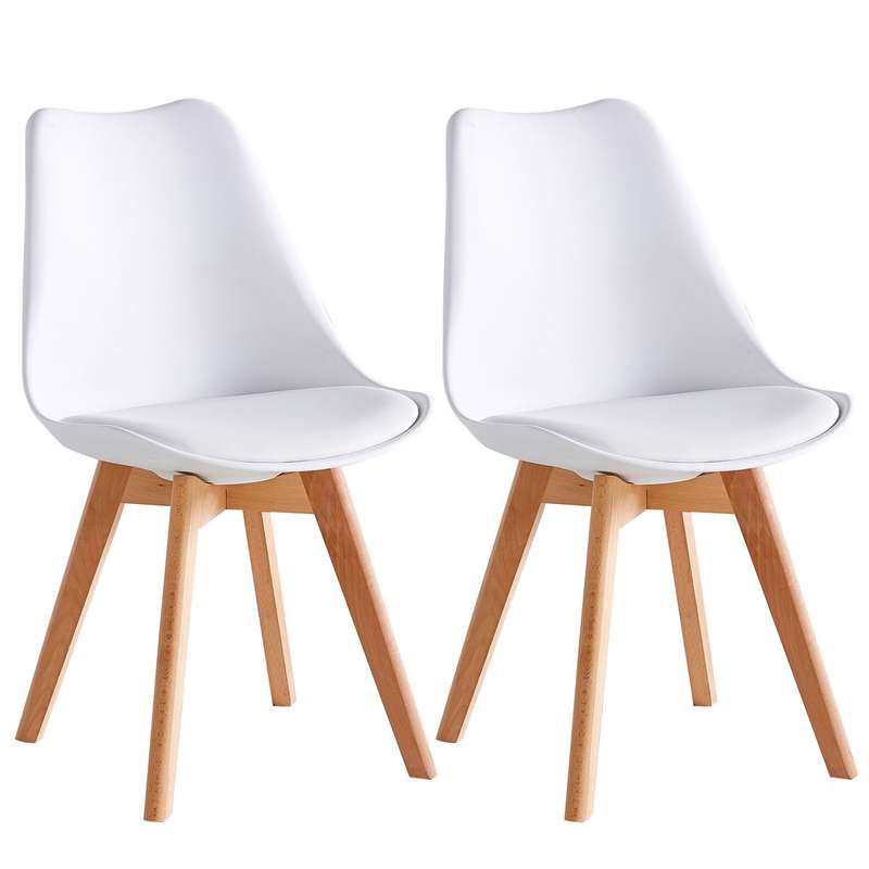SMTE Tulip Chair Dining Chair Set of 2 - White with keychain