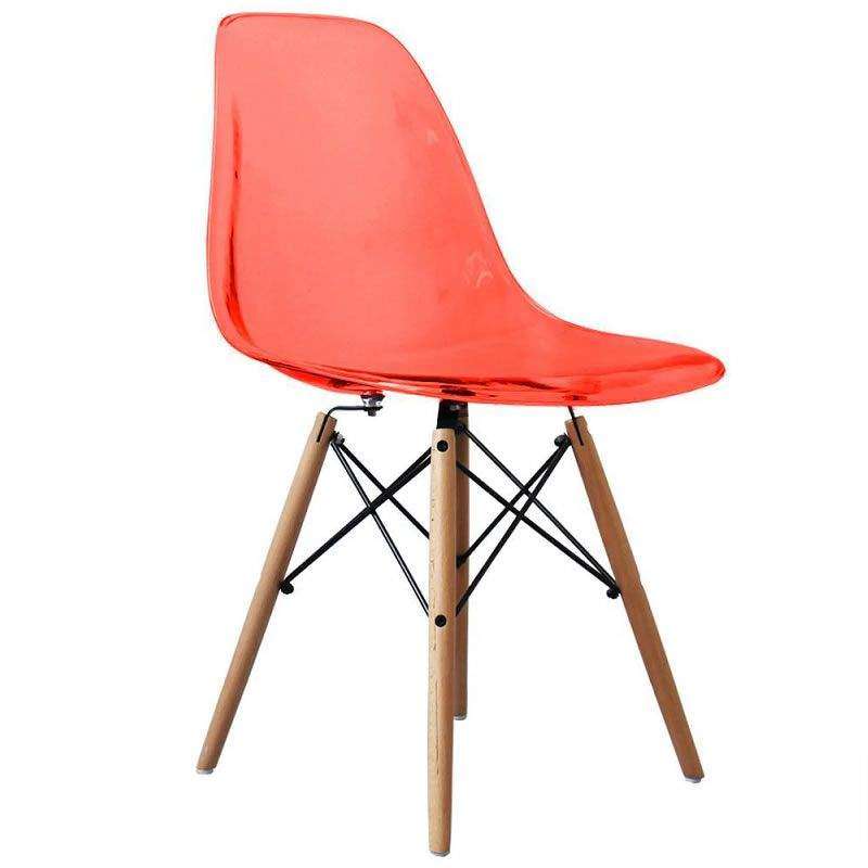 SMTE Transparent Acrylic Modern Dining Chairs - Red with keychain