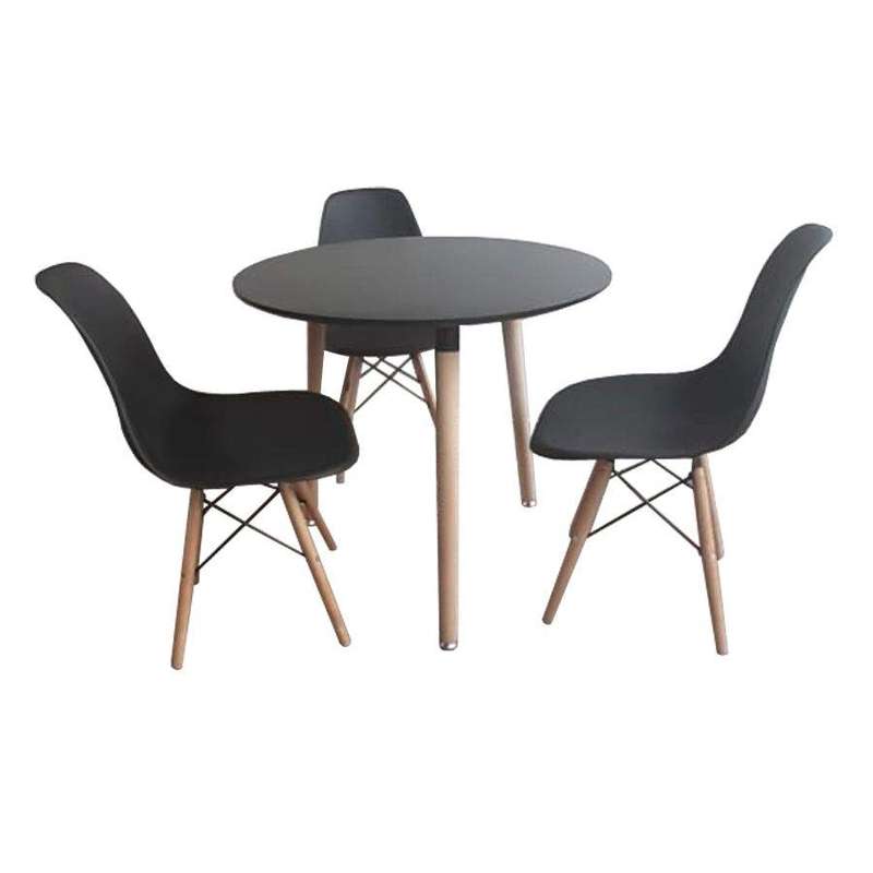 SMTE Table & 3 Chairs - Black with keychain