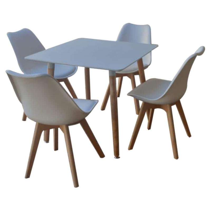 SMTE Square Table with 4 Padded Chairs - White with keychain