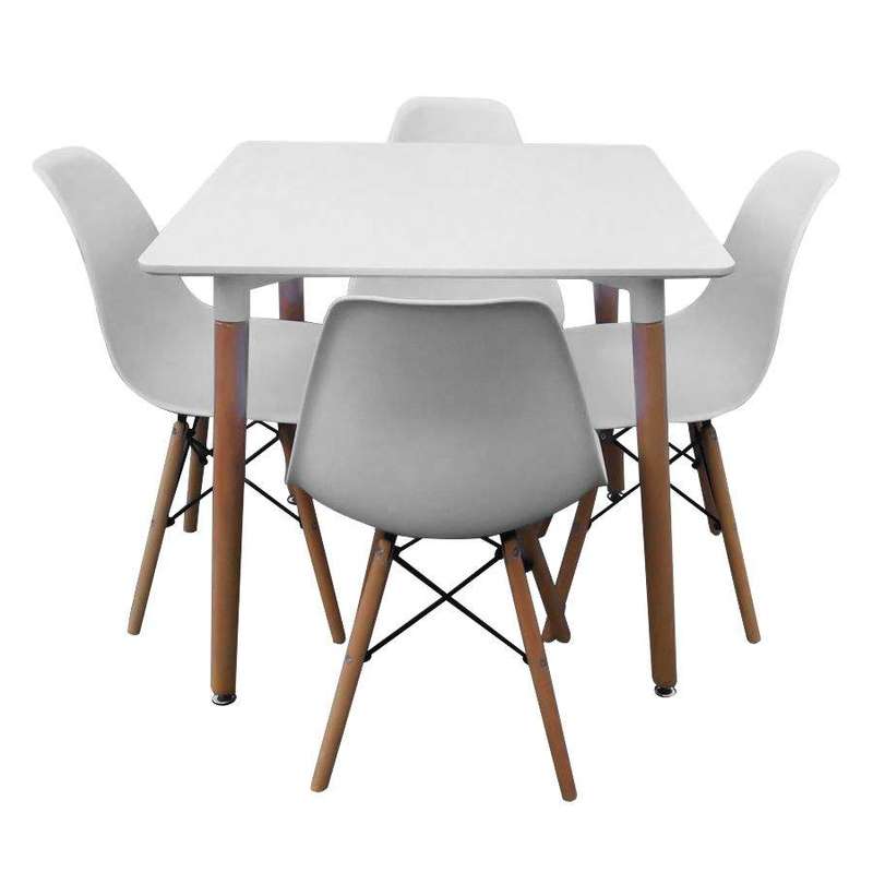 SMTE Square Table with 4 Chairs - White with keychain