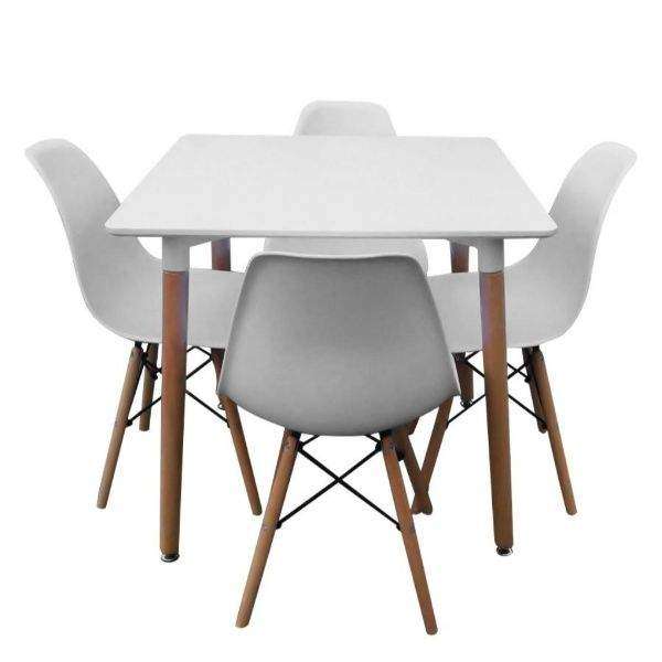 SMTE Square Table with 4 Chairs - White with keychain