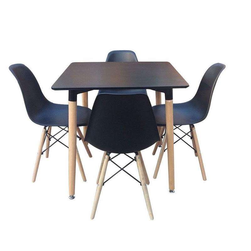 SMTE Square Table with 4 Chairs - Black with keychain