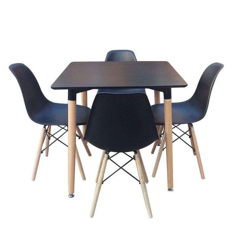 SMTE Square Table with 4 Chairs - Black with keychain