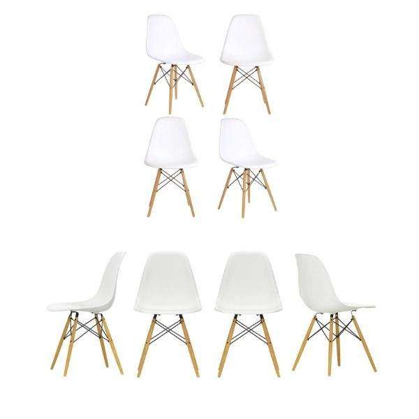 SMTE Set of 8 White Wooden Chairs with keychain