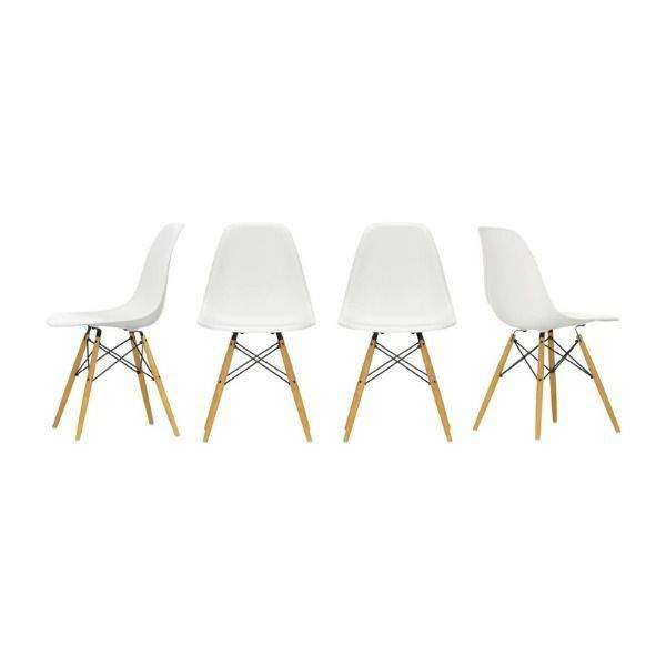 SMTE Set of 4 White Wood Chair with keychain