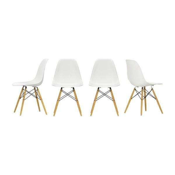 SMTE Set of 4 White Wood Chair with keychain