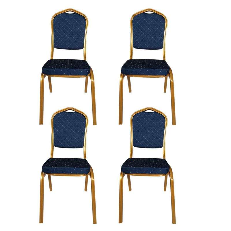 SMTE Set of 4 - Blue Steel Frame Conference Chairs with keychain