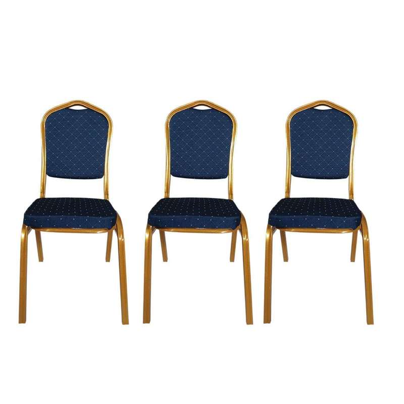 SMTE Set of 3 - Blue Steel Frame Conference Chairs with keychain
