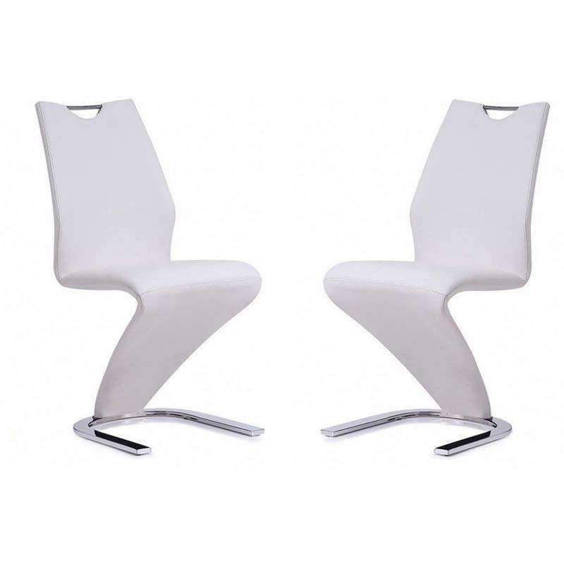 SMTE Set of 2 Z-Shape Luxury and Modern Dining Chairs - White with keychain