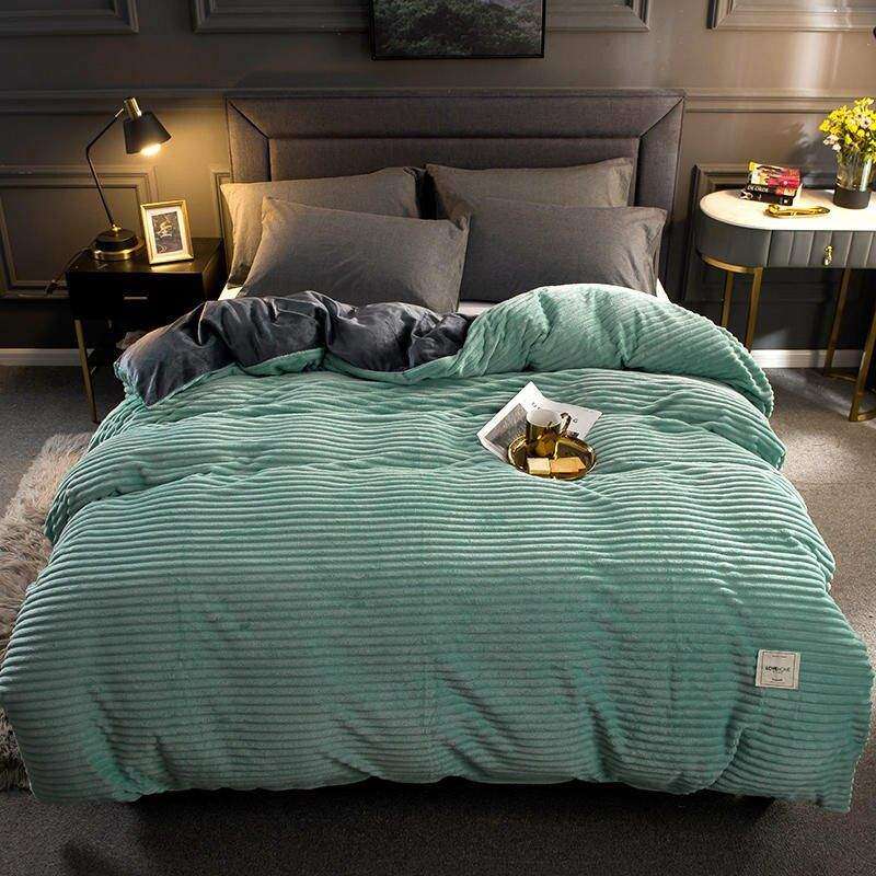 SMTE Flannel Corduroy Comforter - 220x235cm - Turqoise with keychain