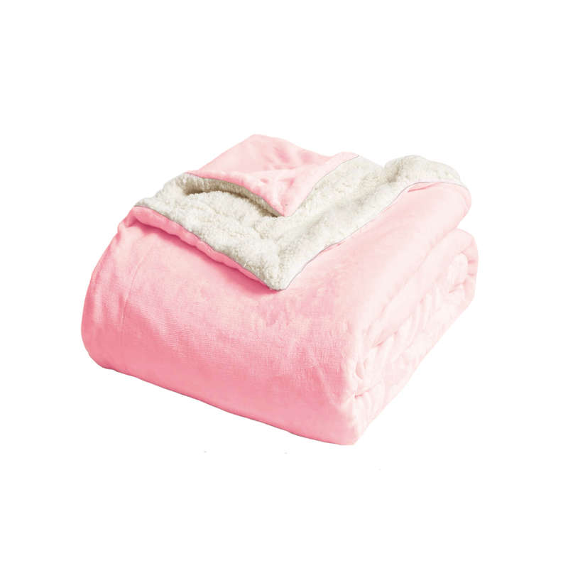 SMTE Ultra Soft Sherpa Blanket - 180 x 200cm - Candy Pink with keychain