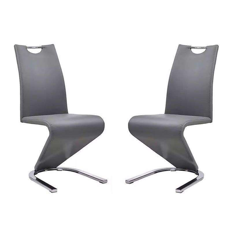 SMTE Set of 2 Z-Shape Luxury and Modern Dining Chairs - Grey with keychain