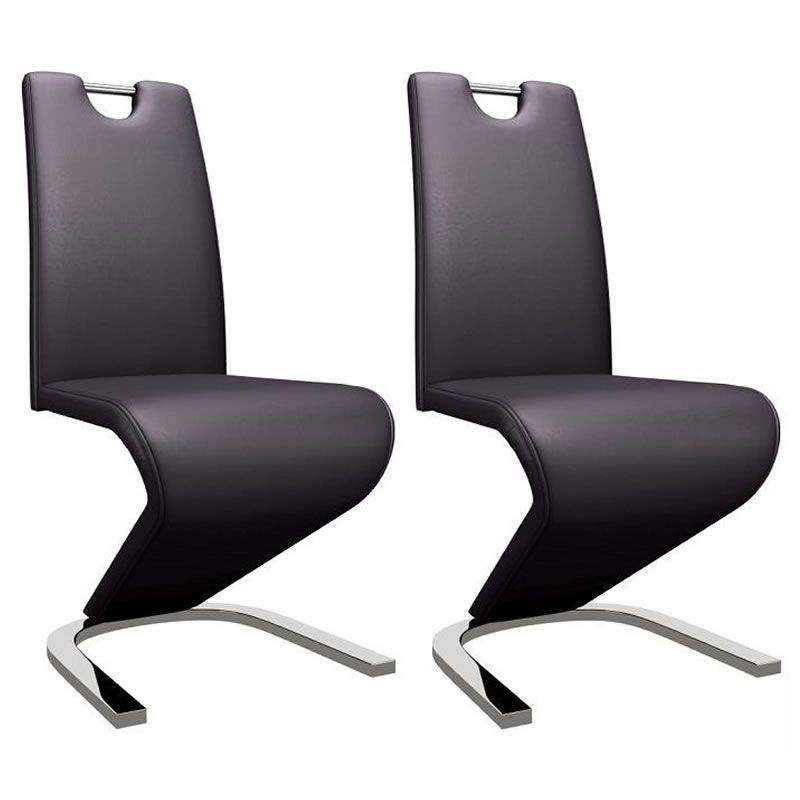 SMTE Set of 2 Z-Shape Luxury and Modern Dining Chairs - Brown with keychain