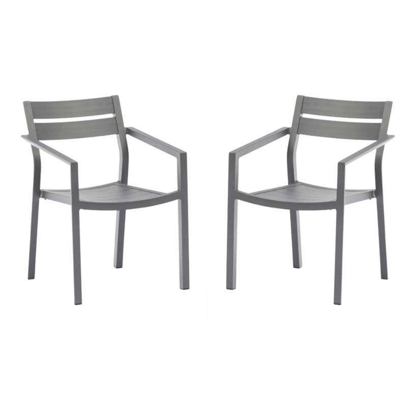 SMTE Set of 2 Outdoor Patio Dining Armchairs with keychain