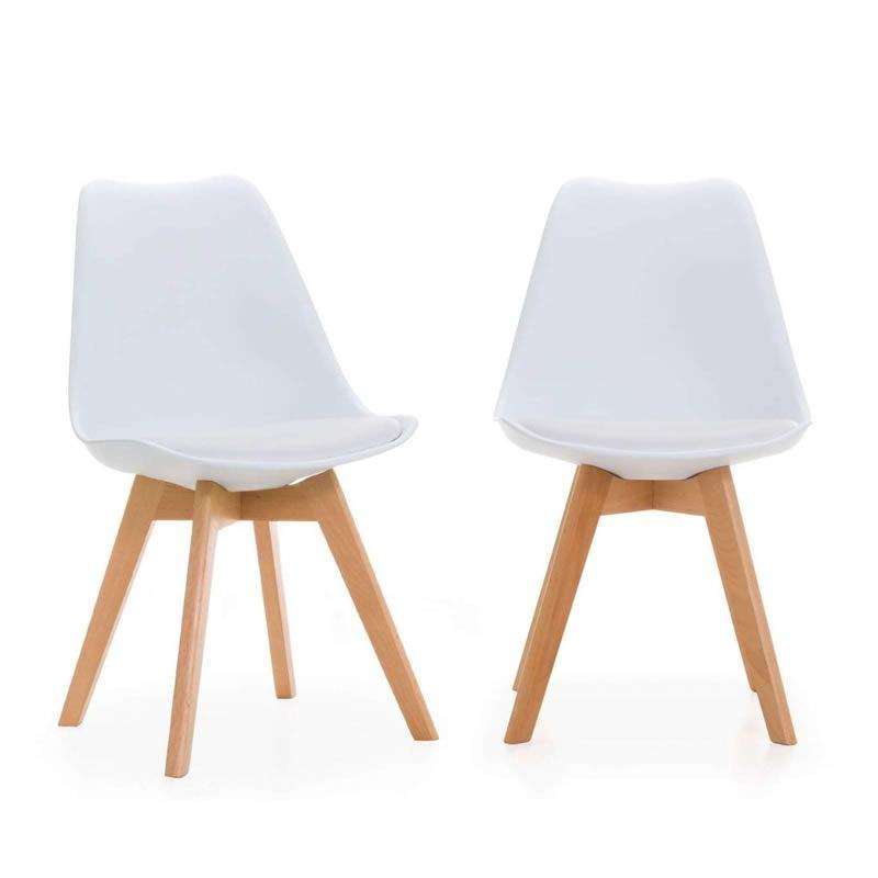 SMTE Set of 2 Modern Wooden Leg Dining Padded Chairs with keychain