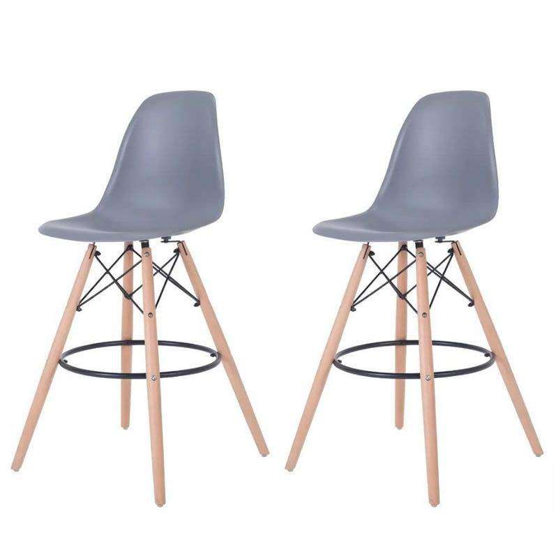 SMTE Set of 2 Modern Style Chair Counter/Bar Stools - Grey with keychain