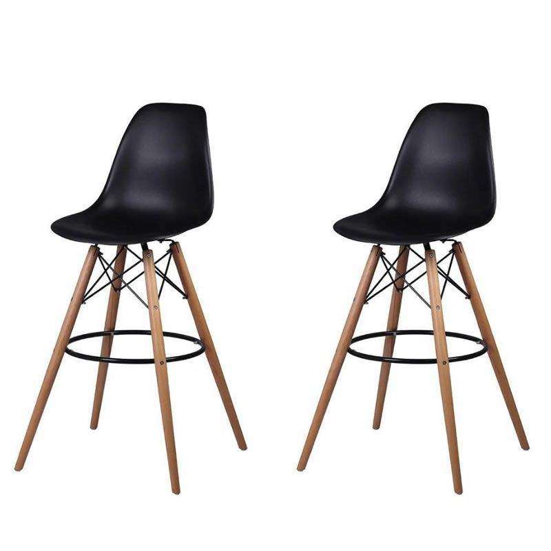SMTE Set of 2 Modern Style Chair Counter/Bar Stools - Black with keychain