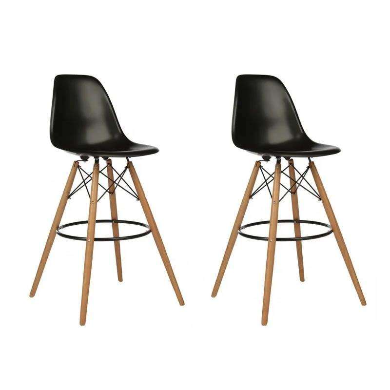 SMTE Set of 2 Modern Armless Counter / Bar Chairs with keychain