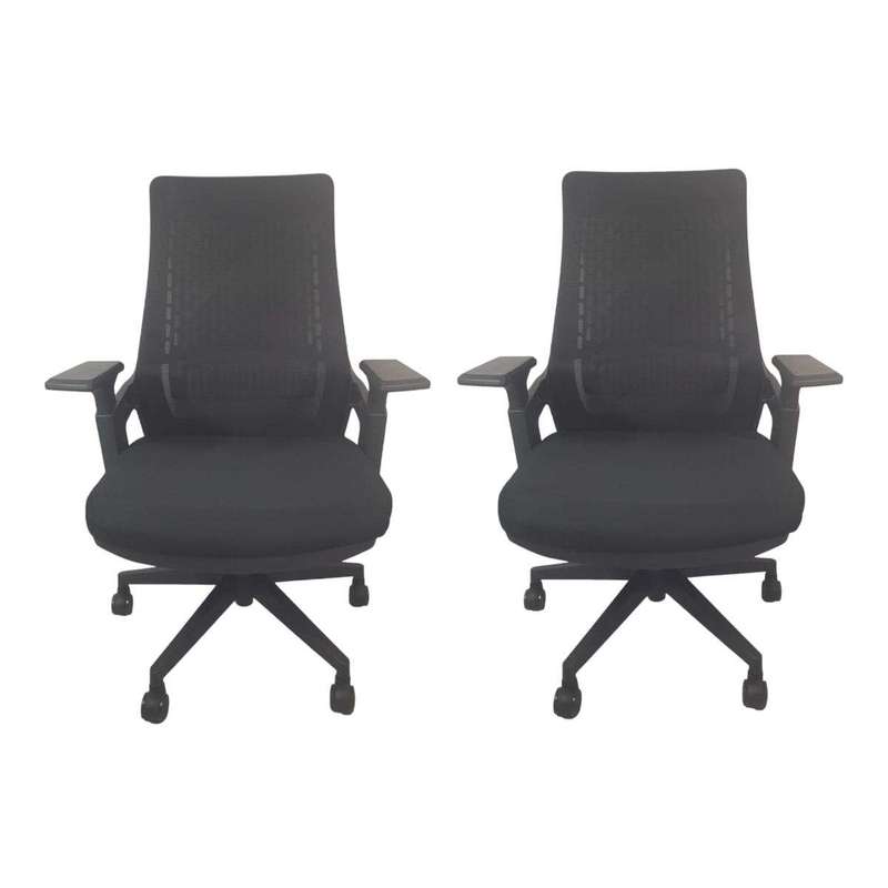 SMTE- Set of 2 Fabric Office Chair -Black with keychain