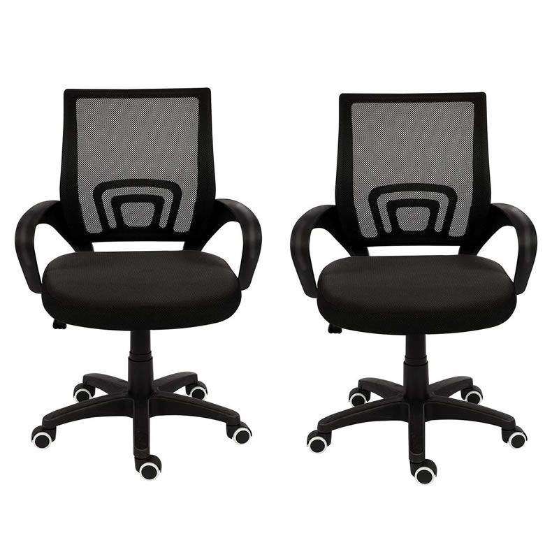 SMTE Set of 2 Ergonomic Mid-Back Mesh Office Chairs with keychain
