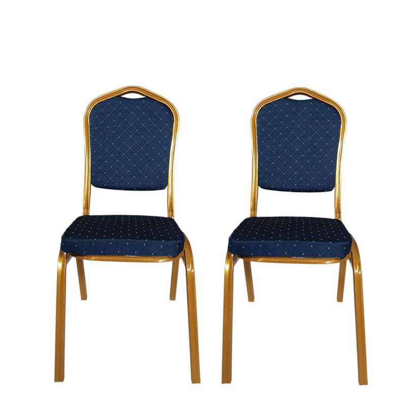 SMTE Set of 2 - Steel Frame Conference Chairs (Blue Upholstery) with keychain