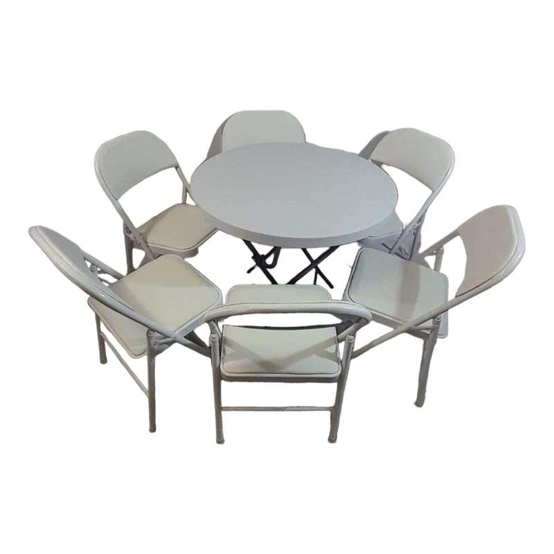 SMTE Sastro - 6 Folding Padded Chair Outdoor Dining Table Combo-Tp2 with keychain