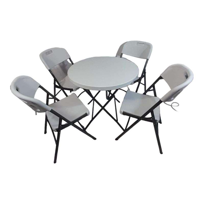SMTE Sastro - 4 Folding Chair Outdoor Dining Table Combo-Tp1 with keychain