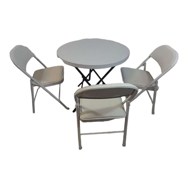 SMTE Sastro - 3 Folding padded Chair Outdoor Dining table combo-tp2 with keychain