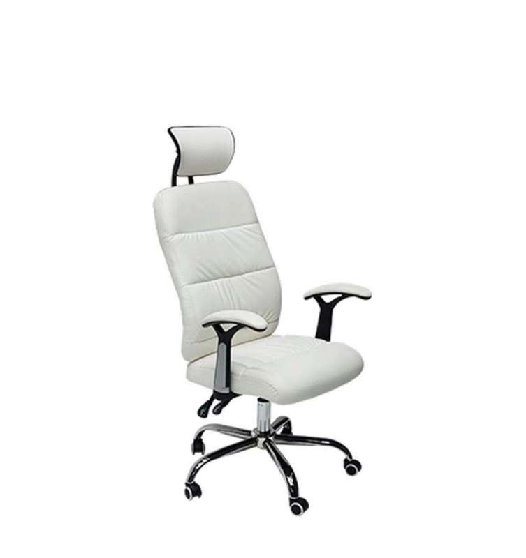 SMTE Sastro - 2 PU Leather Reclining Office Chair with Head And Arm rests - White with keychain