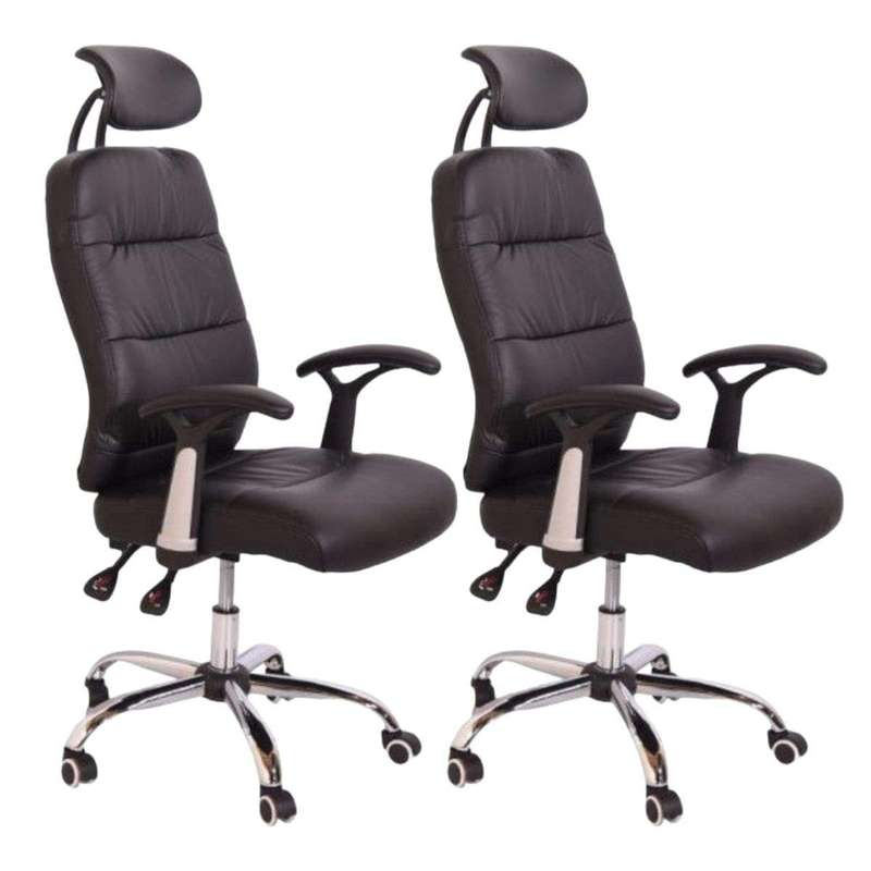 SMTE Sastro - 2 PU Leather Reclining Office Chair with Head And Arm rests - Brown with keychain