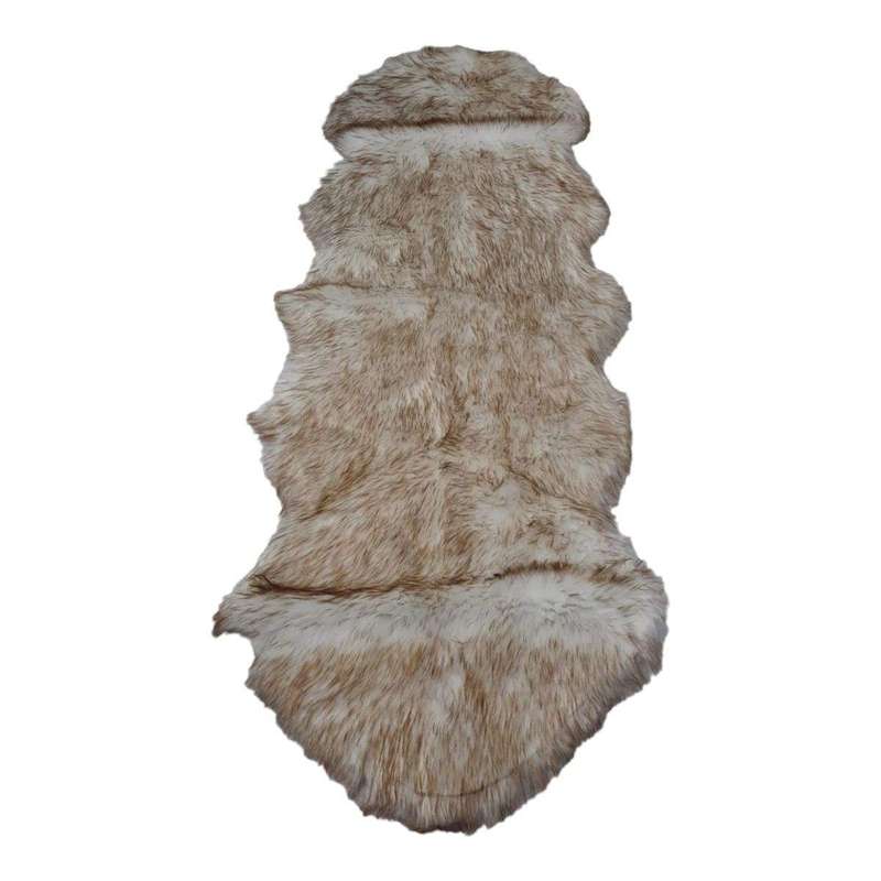SMTE Runner Soft Faux Sheepskin Fur Chair Couch Cover Rug for Bedroom Floor - White with keychain
