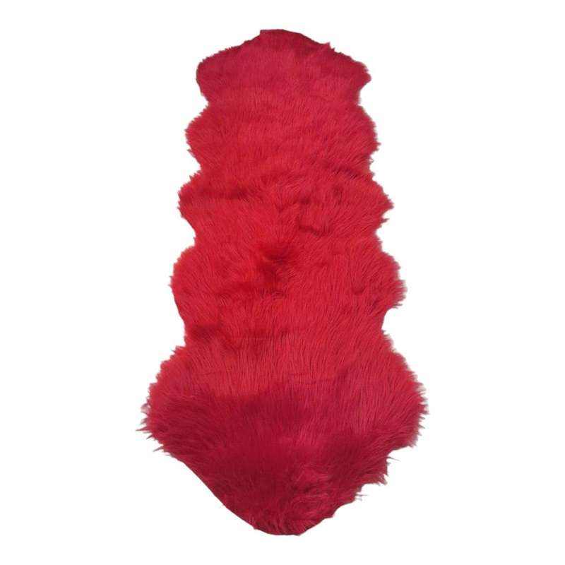 SMTE Runner Soft Faux Sheepskin Fur Chair Couch Cover Rug for Bedroom Floor - Blue with keychain