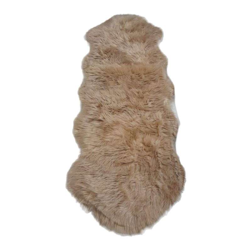 SMTE Runner Soft Faux Sheepskin Fur Chair Couch Cover Rug for Bedroom Floor - Black with keychain