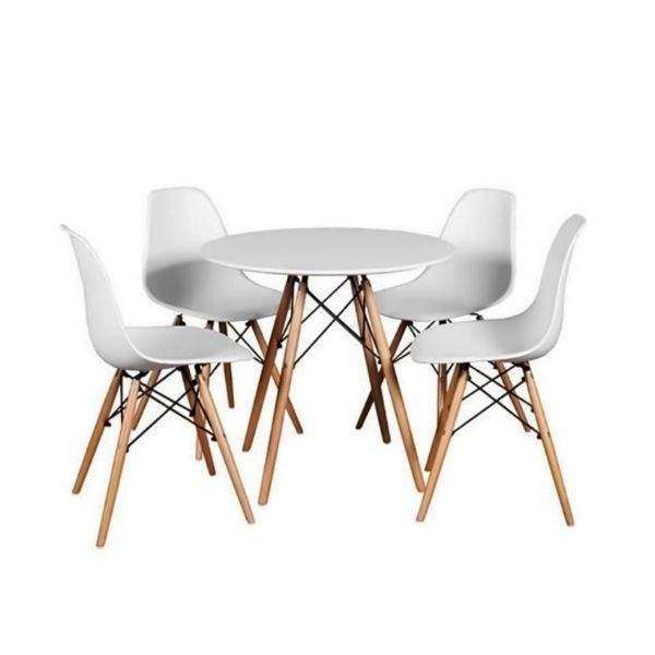 SMTE Round Table with 4 Chairs - White with keychain