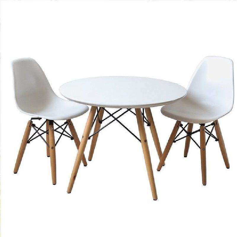 SMTE Round Table with 2 Chairs - White with keychain