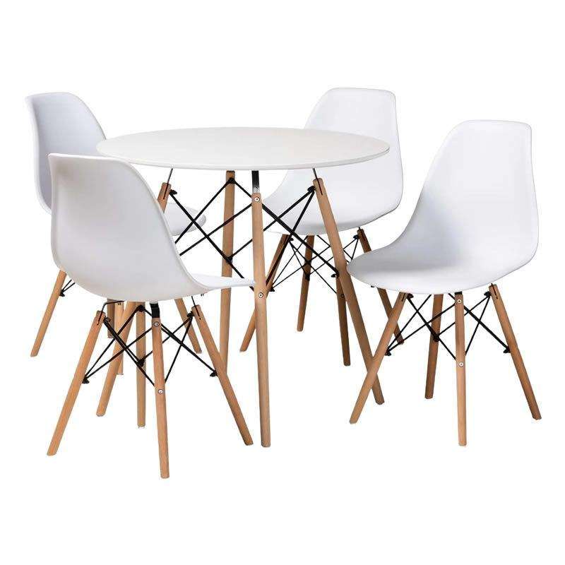 SMTE Round Coffee Table with 4 Chairs with keychain