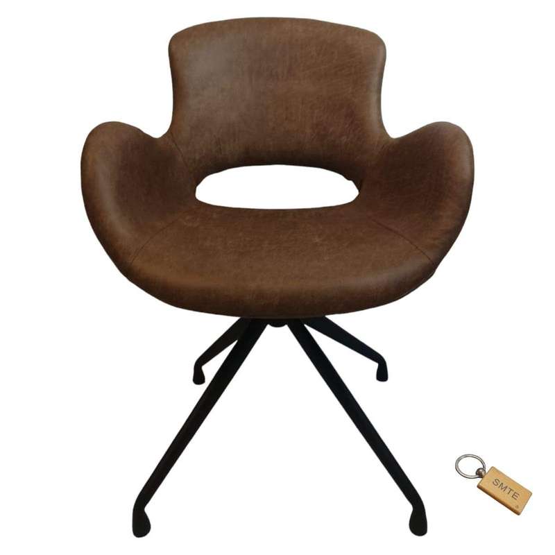 SMTE Reather Dining Chair: Comfort for Your Dining Experience+Smte Keyring - Dark Brown with keyc...