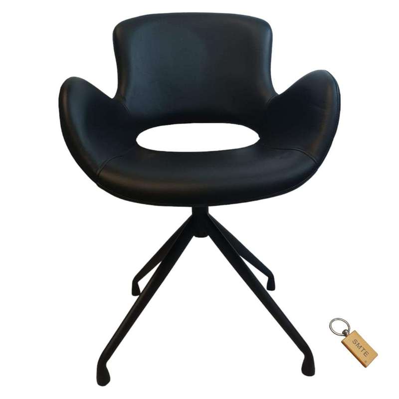 SMTE Reather Dining Chair: Comfort for Your Dining Experience+Smte Keyring - Black with keychain