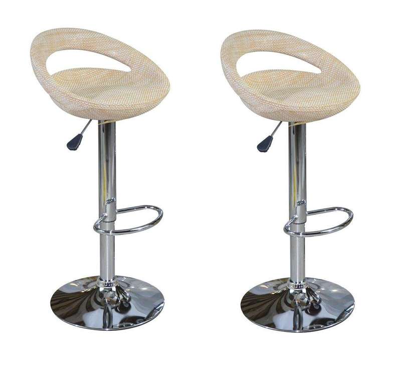 SMTE Rattan Seat Bar Stools / Breakfast Kitchen Counter Chairs -2 Pack -Beige with keychain