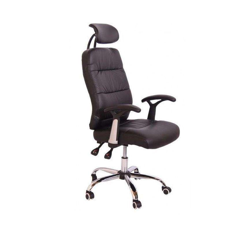 SMTE Adjustable Reclining Office Chair with Head and Arm rests - Brown with keychain