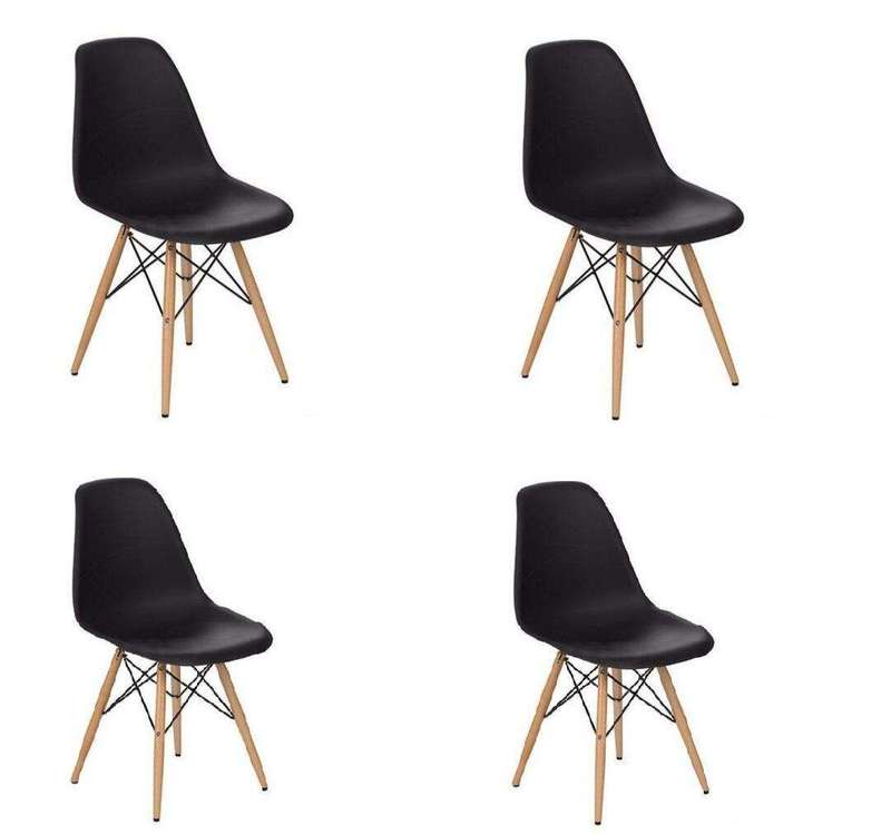 SMTE Proteas Wood Leg Chairs- Pack of 4- Black with keychain