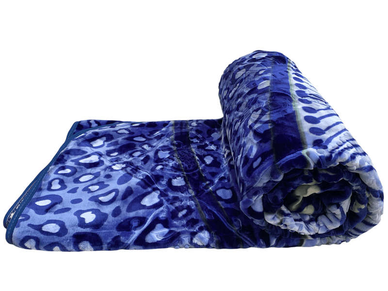 SMTE Azaz High Quality Reversible Blanket Dark Blue Animal Skin Pattern 3kg with keychain