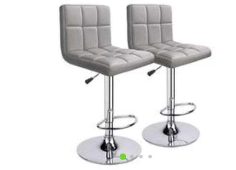 SMTE Padded? Bar Stools/Kitchen Chairs? - Set Of 2 - Grey with keychain