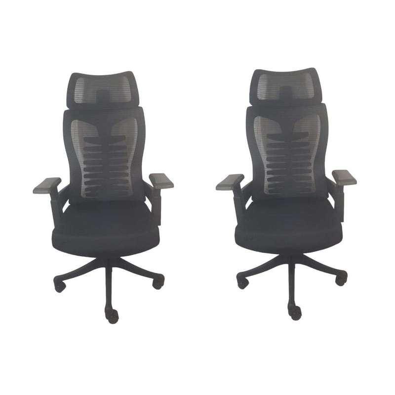 SMTE- Padded Office Chair Set of 2-Black with keychain