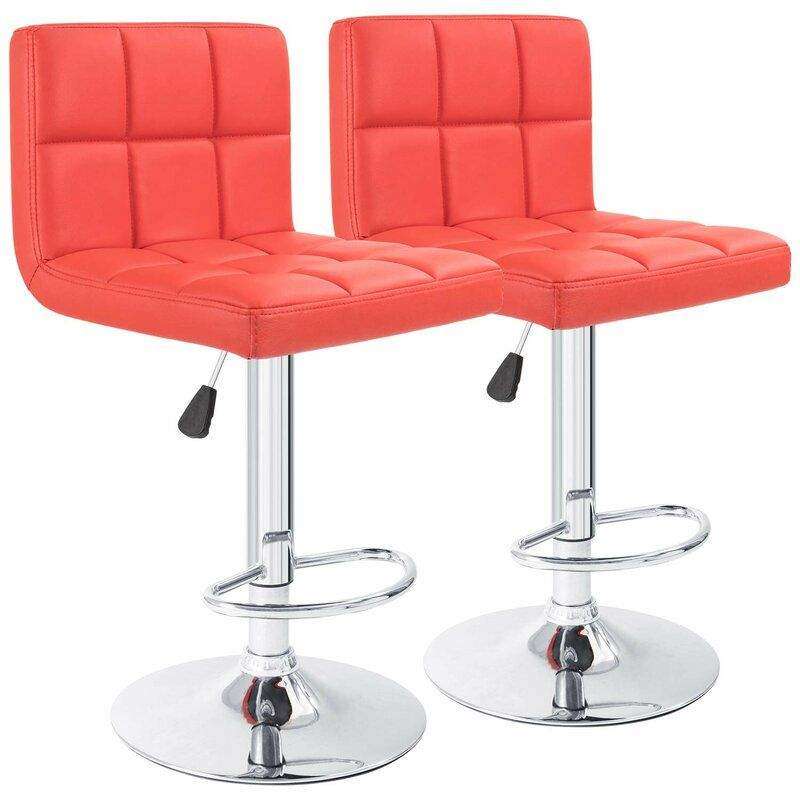 SMTE Bar Stools / Kitchen Counter Breakfast Swivel Chairs - 2 Pack - Red with keychain