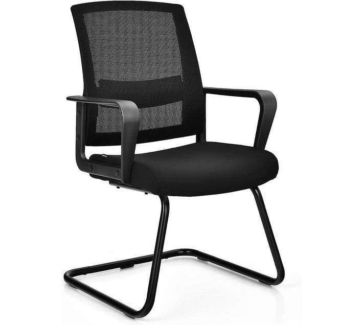 SMTE Office Guest Chair with Lumbar Support and Mid Back Mesh Space Air Grid with keychain