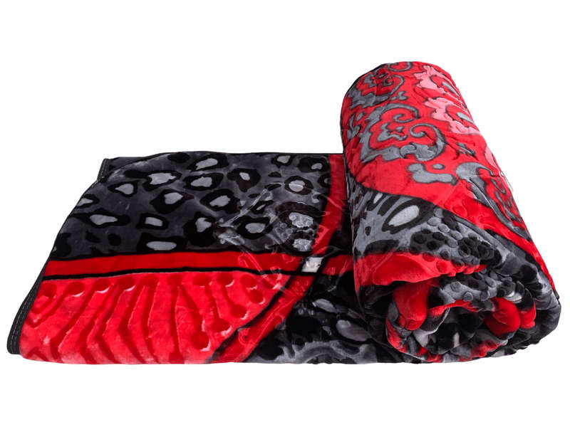 SMTE Azaz High Quality Reversible Blanket Red and Black Emboss 3kg with keychain